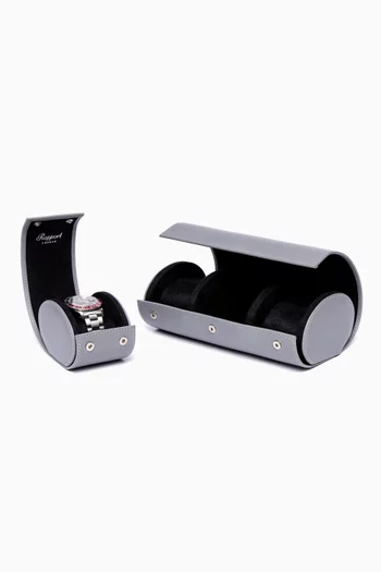 Hyde Park Three Watch & Cufflinks Roll in Leather 