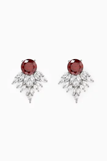 CZ Marquise Cut Drop Earrings in Rhodium-plated Brass