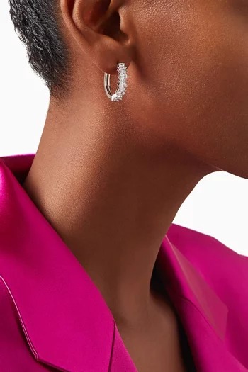 Baguette Hoop Earrings in Rhodium-plated Brass