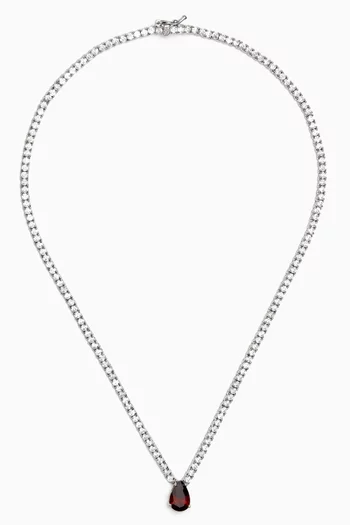CZ Tennis Necklace in Rhodium-plated Brass