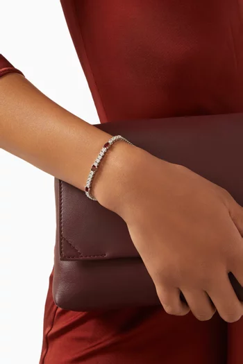 Triple Emerald Tennis Bracelet in Rhodium-plated Brass