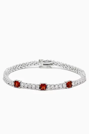 Triple Emerald Tennis Bracelet in Rhodium-plated Brass