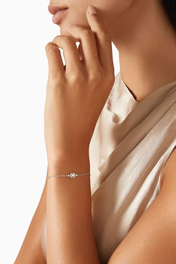Single Diamond Motif Chain Bracelet in 14kt White Gold
