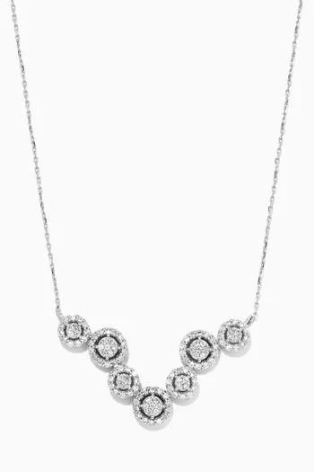 Round Mystery Set Cluster Diamond Pendant in 14kt White Gold  