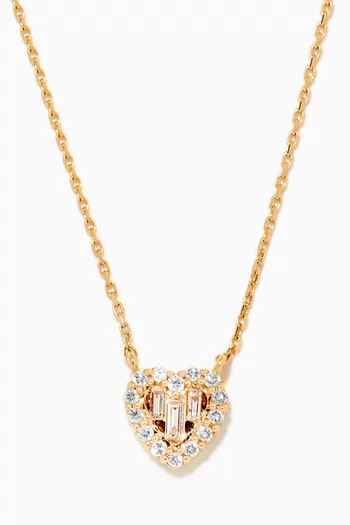 Pavé & Baguette Diamond Heart Pendant in 14kt Yellow Gold  