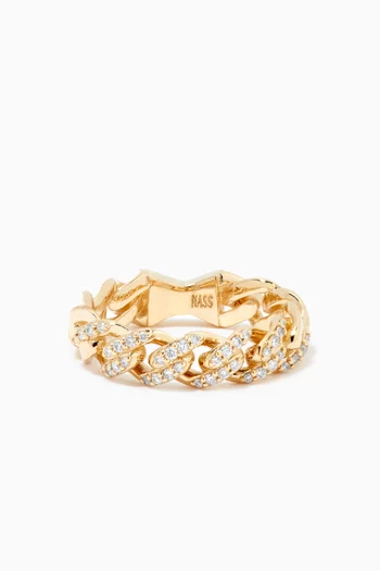 Pavé Diamond Chain Band Ring in 14kt Yellow Gold 