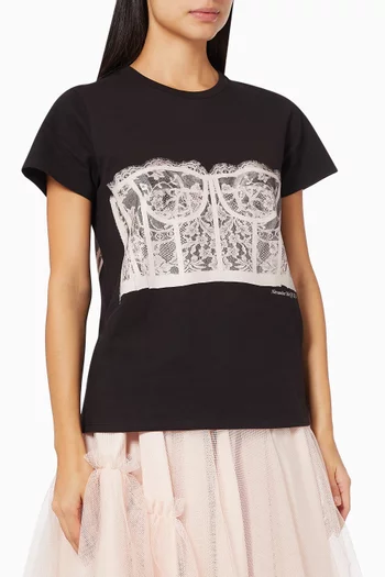 Lace Corset T-shirt in Cotton Jersey 