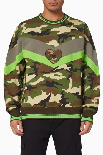 Reborn to Live Camo Sweatshirt in Cotton   
