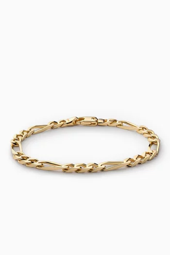 Figaro Chain Bracelet in 14kt Gold Vermeil, 5mm    