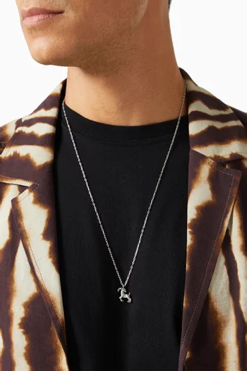 Capricorn Zodiac Pendant with Chain Necklace in Silver Plating 