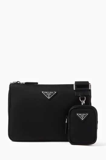 Shoulder Bag in Re-Nylon & Saffiano Leather