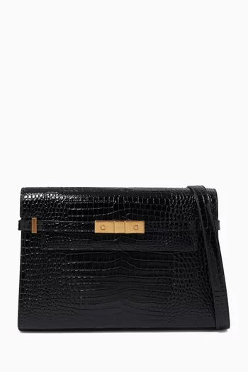 Manhattan Shoulder Bag in Crocodile-embossed Shiny Leather  