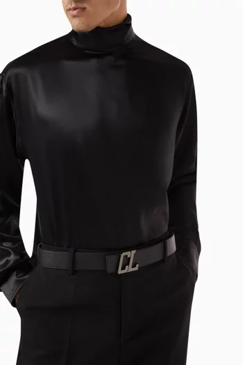 حزام هابي روي بوجهين وشعار الماركة جلد عجل