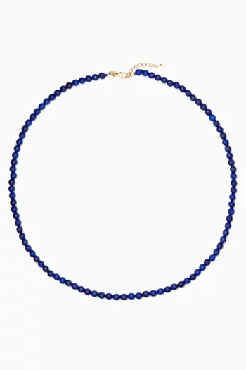 Lapis Beaded Choker Necklace in 14kt Yellow Gold 