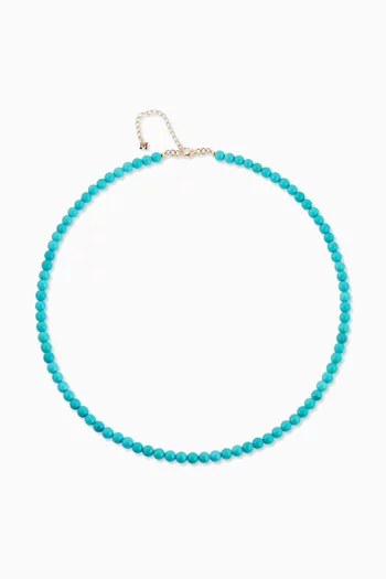 Turquoise Beaded Anklet in 14kt Yellow Gold 