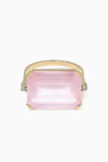 East West Rose Quartz Ring in 14kt Yellow Gold  