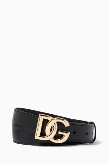 DG Metal Logo Belt in Calf Leather 