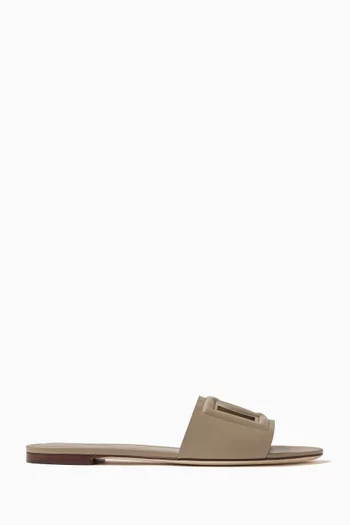 Bianca Logo Slides in Leather