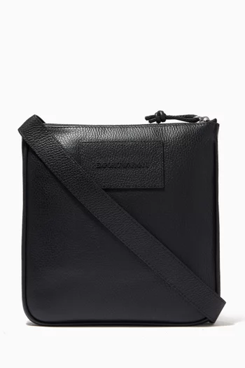 EA Flat Crossbody Bag in Tumbled Leather   