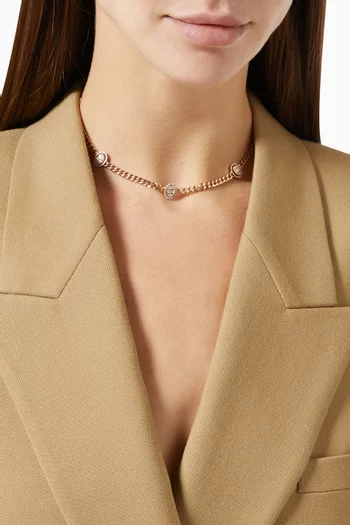 Quwa Five Oval Diamond Necklace in 18kt Rose Gold 