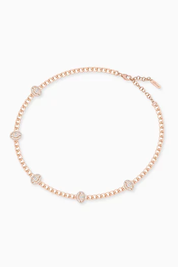 Quwa Five Oval Diamond Necklace in 18kt Rose Gold 
