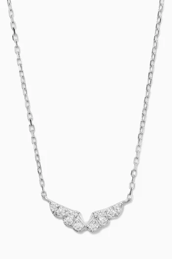 Magic Touch Angel Wings Diamond Necklace in 18kt White Gold  