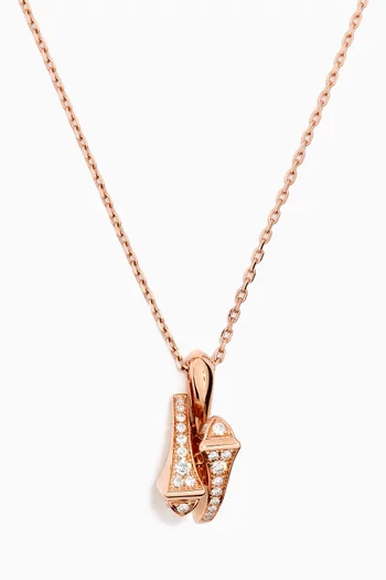 Cleo Full Diamond Huggie Pendant Necklace in 18kt Rose Gold                