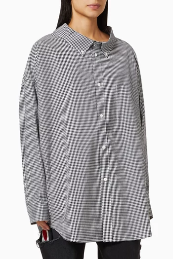 Cocoon Swing Shirt in Checkered Cotton Poplin   
