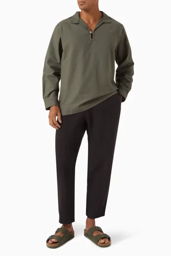 بنطال برباط تضييق كتان خفيف