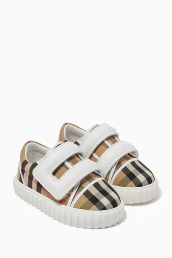 Mark Check Sneakers in Cotton & Leather  