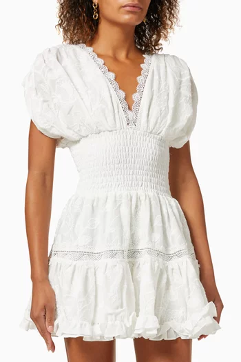 Palomas Mini Dress in Embroidered Cotton  