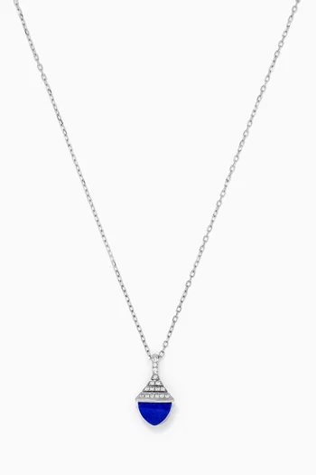 Cleo Mini Rev Diamond & Lapis Lazuli Pendant Necklace in 18kt White Gold