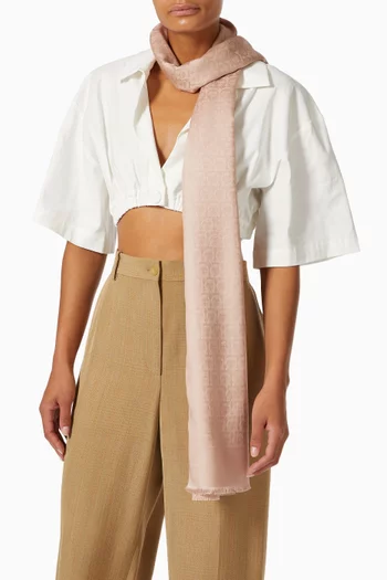 Gancini Stole in Silk & Wool  