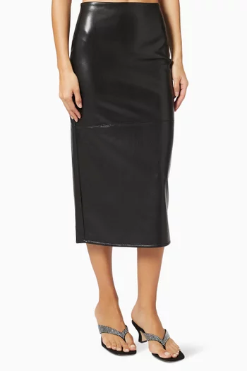 Better Than Leather Midi Skirt in Faux Leather    