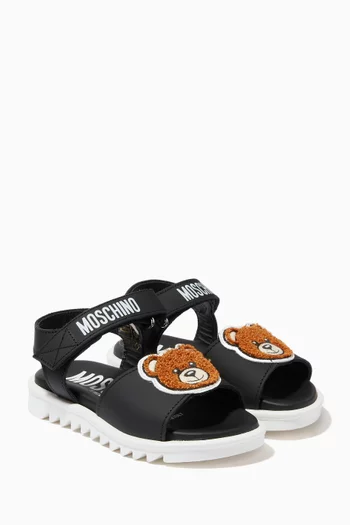 Teddy Bear Sandals in Faux Leather