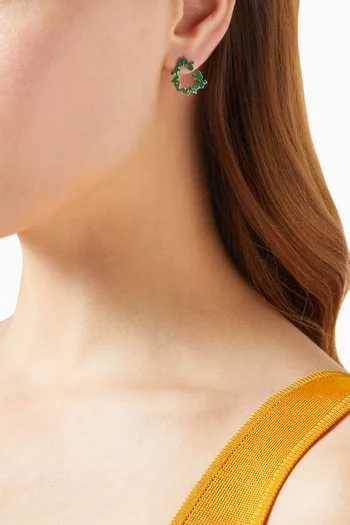 "Hob/ Love" Heart Enamel Earrings in 18kt Yellow Gold           