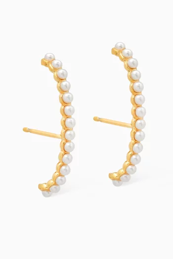 Pearl Suspender Climber Earrings