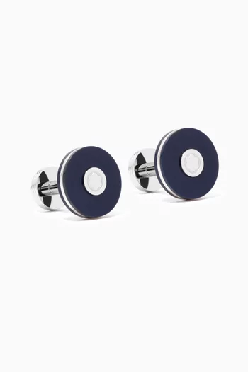 Round Cufflinks in Stainless Steel & Resin   