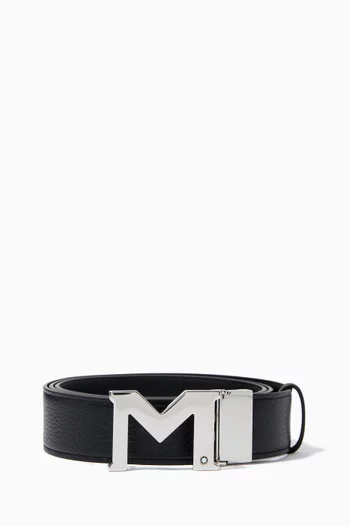 Reversible M Buckle Belt in Leather, 35mm