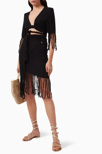 Saskun Wrap Crop Top in Cotton Jute  