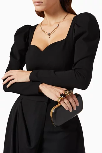 Skull Four Ring Clutch in Leather