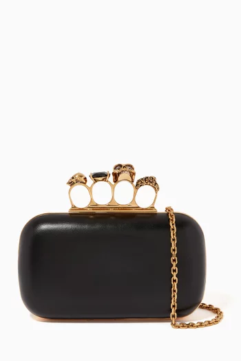 Skull Four Ring Clutch in Leather