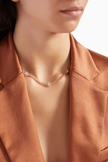 Quwa Three Oval Diamond Necklace in 18kt Rose Gold 