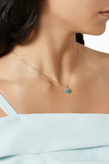 Cleo Rev Mini Chalcedony and Diamond Pendant Necklace in 18kt Rose Gold