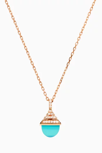 Cleo Rev Mini Chalcedony and Diamond Pendant Necklace in 18kt Rose Gold