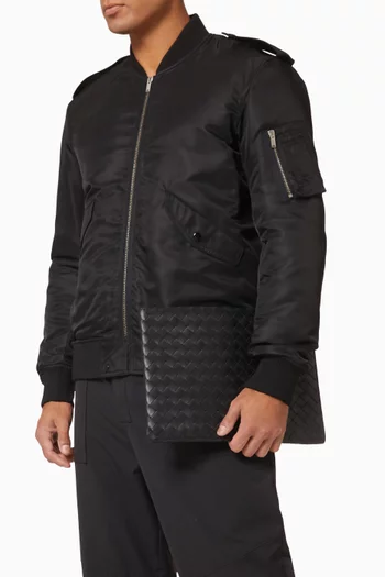 Half Zip Around Pouch in Intrecciato Calfskin     