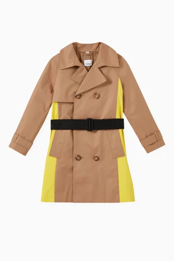 Panel Detail Trench Coat in Cotton Twill