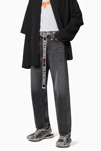 Sporty B Logo D-Ring Belt in Jacquard Webbing 