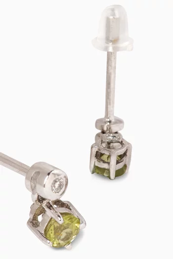 أقراط متدلية مرصعة بماس وزبرجد ذهب أبيض عيار 18