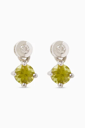 أقراط متدلية مرصعة بماس وزبرجد ذهب أبيض عيار 18